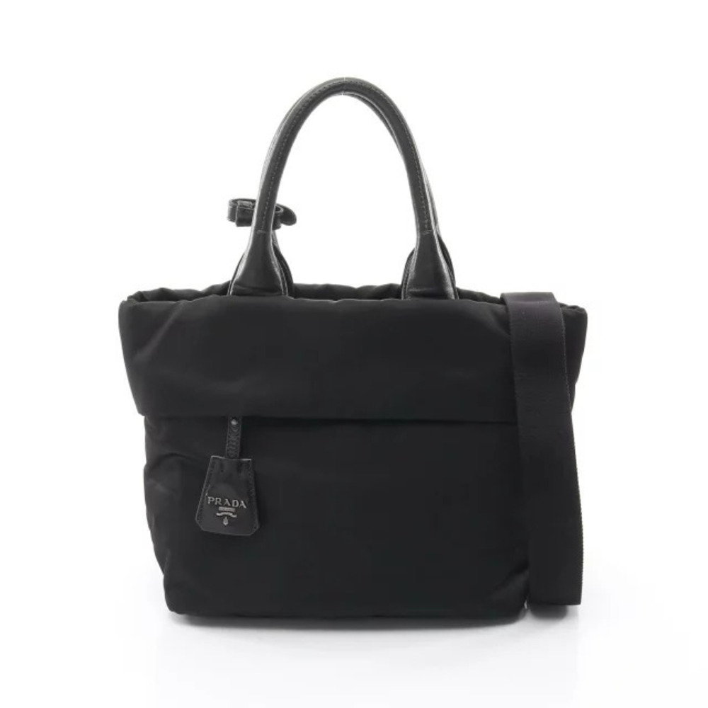 Prada Tessuto tote bag black leather